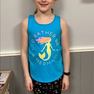 Bright blue Girls size 10 mermaid Tank Top New